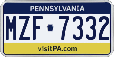 PA license plate MZF7332