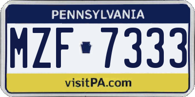 PA license plate MZF7333