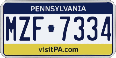 PA license plate MZF7334