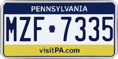 PA license plate MZF7335