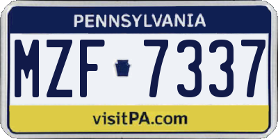 PA license plate MZF7337