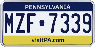 PA license plate MZF7339