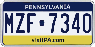 PA license plate MZF7340