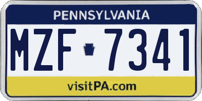 PA license plate MZF7341