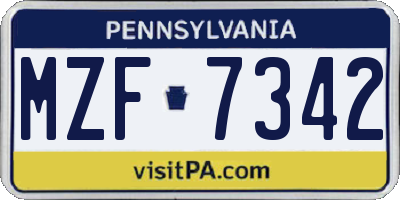 PA license plate MZF7342