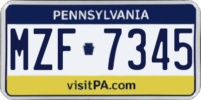 PA license plate MZF7345