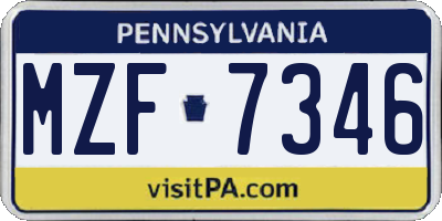 PA license plate MZF7346