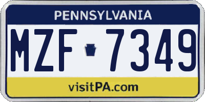 PA license plate MZF7349