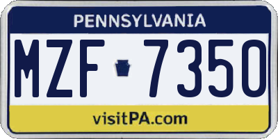 PA license plate MZF7350