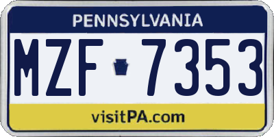 PA license plate MZF7353