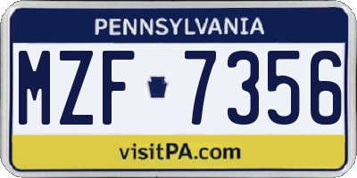 PA license plate MZF7356