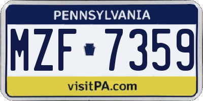 PA license plate MZF7359