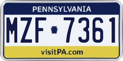 PA license plate MZF7361