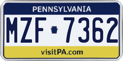 PA license plate MZF7362
