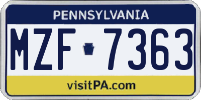 PA license plate MZF7363