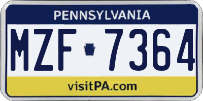 PA license plate MZF7364