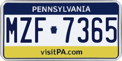 PA license plate MZF7365