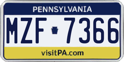 PA license plate MZF7366