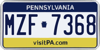 PA license plate MZF7368