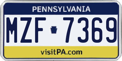 PA license plate MZF7369