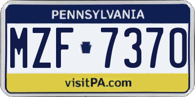 PA license plate MZF7370