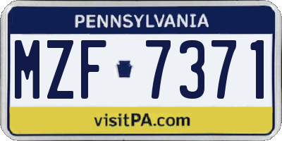 PA license plate MZF7371