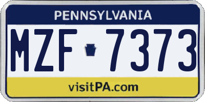 PA license plate MZF7373