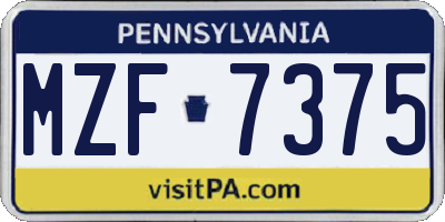 PA license plate MZF7375