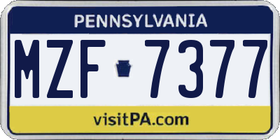 PA license plate MZF7377