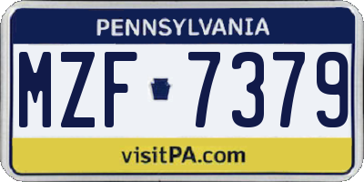PA license plate MZF7379