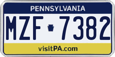 PA license plate MZF7382