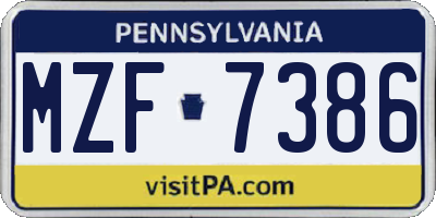 PA license plate MZF7386