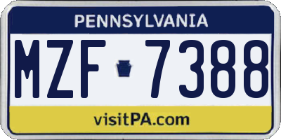 PA license plate MZF7388