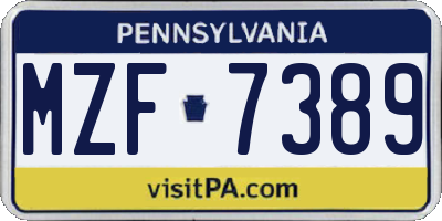 PA license plate MZF7389