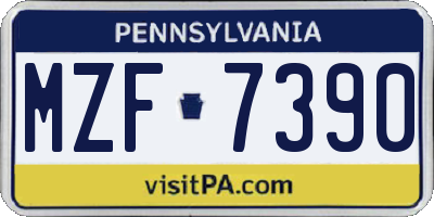 PA license plate MZF7390