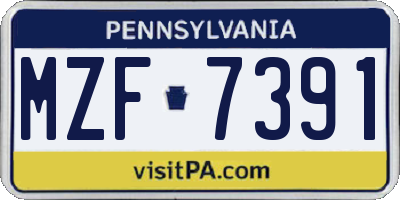 PA license plate MZF7391