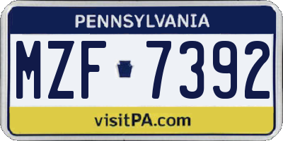 PA license plate MZF7392