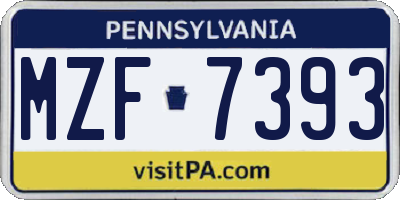 PA license plate MZF7393