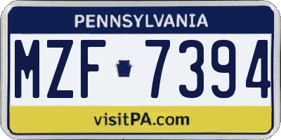 PA license plate MZF7394