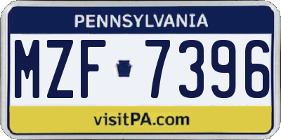 PA license plate MZF7396