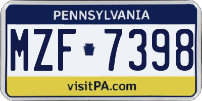 PA license plate MZF7398