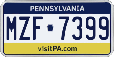 PA license plate MZF7399