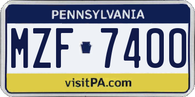 PA license plate MZF7400