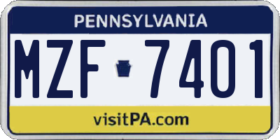 PA license plate MZF7401