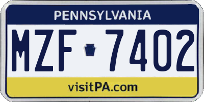 PA license plate MZF7402