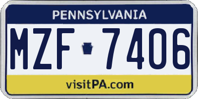 PA license plate MZF7406