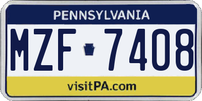 PA license plate MZF7408