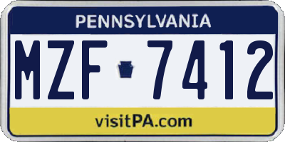PA license plate MZF7412