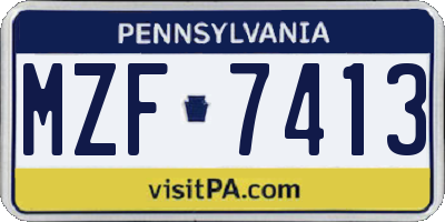 PA license plate MZF7413