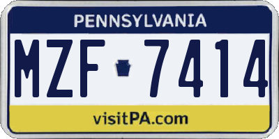 PA license plate MZF7414